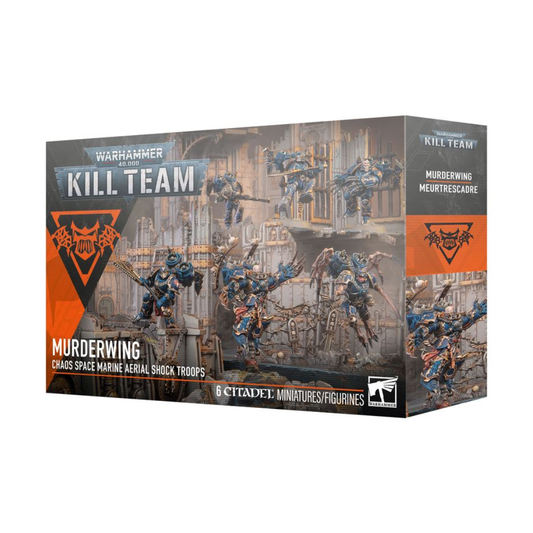 Warhammer 40k Kill Team Nemesis Claw miniatures featuring Night Lords aerial shock troops and the Murderwing operative with lightning claws.