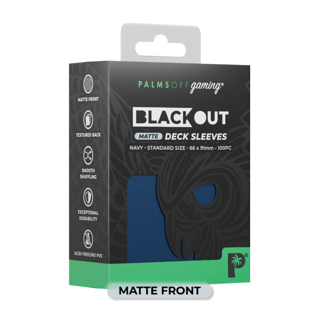 Palms Off Gaming Blackout Deck Sleeves standard size 100ct seven colours black blue purple red rose turquoise yellow TCG competition sleeves