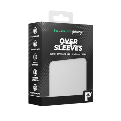 Palms Off Gaming Premium Over Sleeves Standard Size Clear 100ct double-layer stipple-textured back acid-free PVC-free TCG protection - Hobby Collectors Australia
