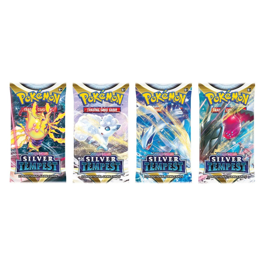 Pokémon TCG Sword & Shield Silver Tempest SWSH12 booster pack front featuring Lugia VSTAR