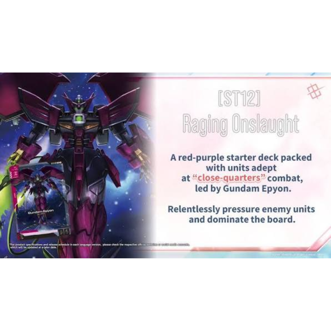 Gundam Card Game Starter Deck Display Raging Onslaught ST12 packaging