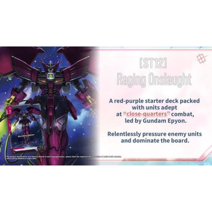 Gundam Card Game Starter Deck Display Raging Onslaught ST12 packaging