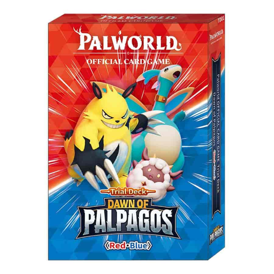 Palworld Official Card Game Dawn of Palpagos Trial Deck Red Blue packaging