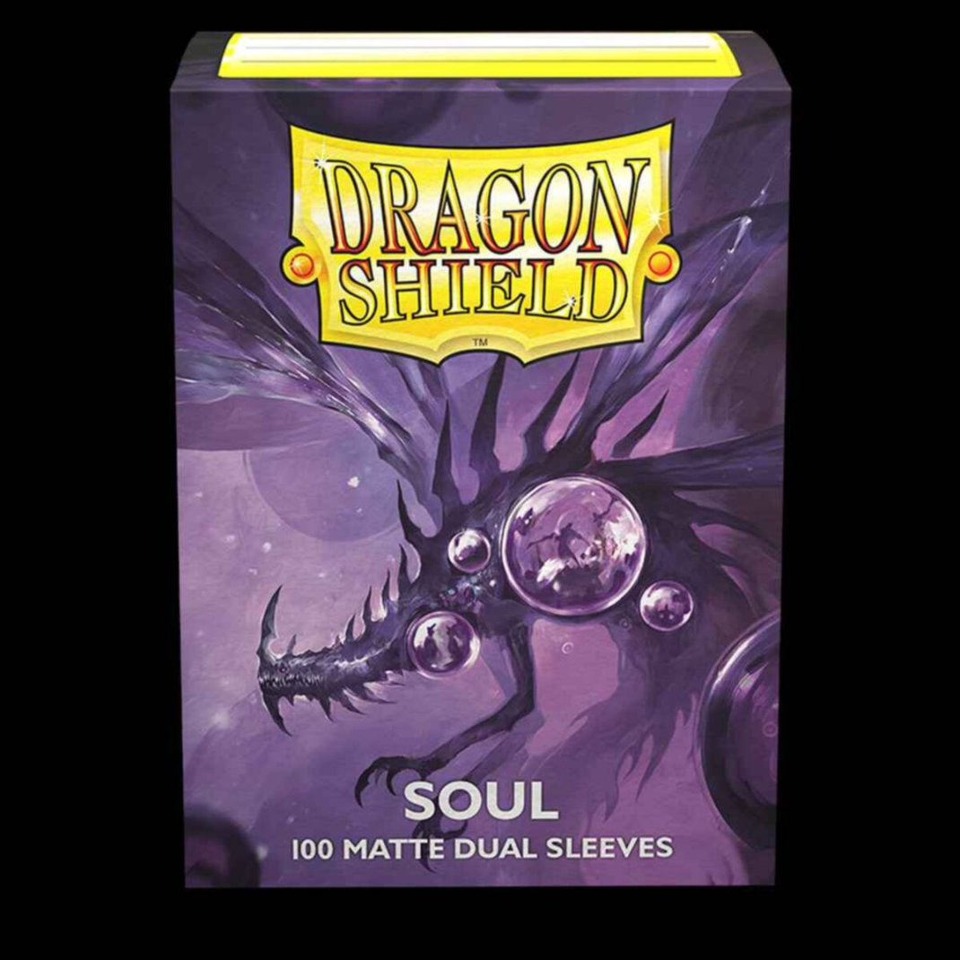 Dragon Shield Matte Dual Soul sleeves AT-15062 metallic purple black interior 100ct standard size TCG card sleeves