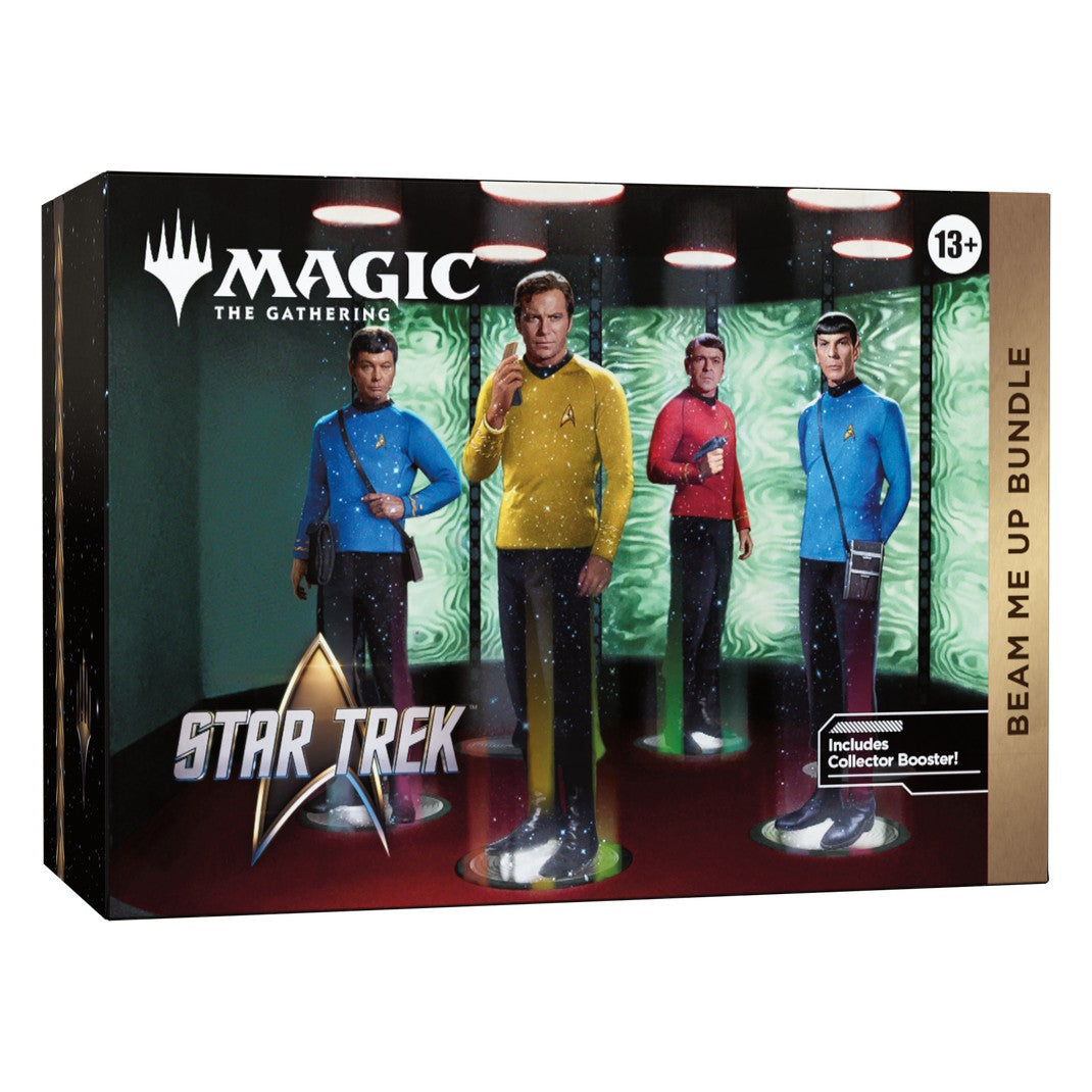 Magic: The Gathering Star Trek Beam Me Up Bundle box with Kirk, Spock, McCoy and Scotty