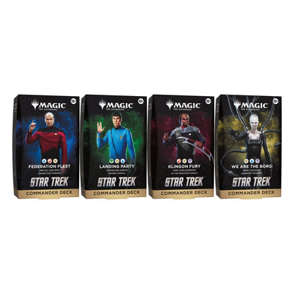 Magic: The Gathering Star Trek Commander Decks all four decks: Federation Fleet, Landing Party, Klingon Fury and We Are the Borg