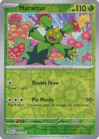 Maractus 003/091 Scarlet and Violet Paldean Fates Reverse Holo Common Pokemon Card NEAR MINT TCG