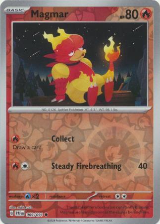 Magmar 009/091 Scarlet and Violet Paldean Fates Reverse Holo Common Pokemon Card NEAR MINT TCG