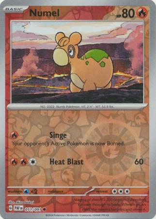 Numel 011/091 Scarlet and Violet Paldean Fates Reverse Holo Common Pokemon Card NEAR MINT TCG