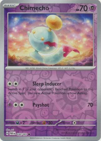 Chimecho 030/091 Scarlet and Violet Paldean Fates Reverse Holo Common Pokemon Card NEAR MINT TCG