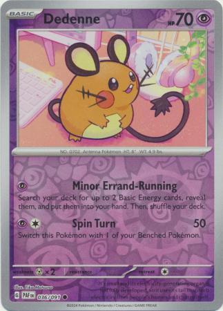 Dedenne 036/091 Scarlet and Violet Paldean Fates Reverse Holo Common Pokemon Card NEAR MINT TCG