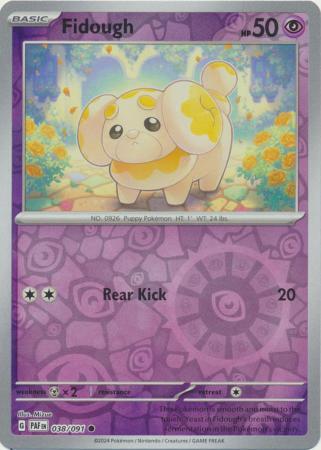 Fidough 038/091 Scarlet and Violet Paldean Fates Reverse Holo Common Pokemon Card NEAR MINT TCG