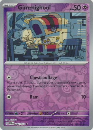 Gimmighoul 044/091 Scarlet and Violet Paldean Fates Reverse Holo Common Pokemon Card NEAR MINT TCG