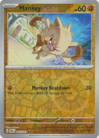 Mankey 045/091 Scarlet and Violet Paldean Fates Reverse Holo Common Pokemon Card NEAR MINT TCG