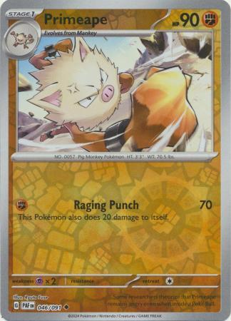 Primeape 046/091 Scarlet and Violet Paldean Fates Reverse Holo Uncommon Pokemon Card NEAR MINT TCG