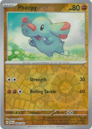 Phanpy 048/091 Scarlet and Violet Paldean Fates Reverse Holo Common Pokemon Card NEAR MINT TCG