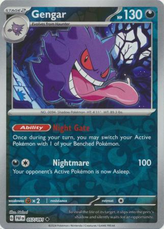 Gengar 057/091 Scarlet and Violet Paldean Fates Reverse Holo Uncommon Pokemon Card NEAR MINT TCG