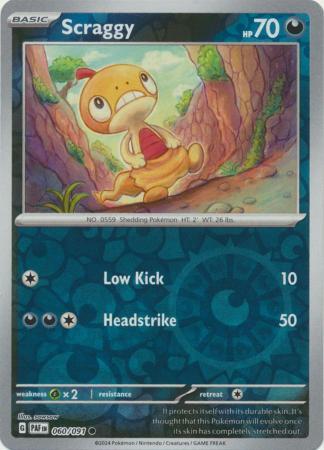 Scraggy 060/091 Scarlet and Violet Paldean Fates Reverse Holo Common Pokemon Card NEAR MINT TCG