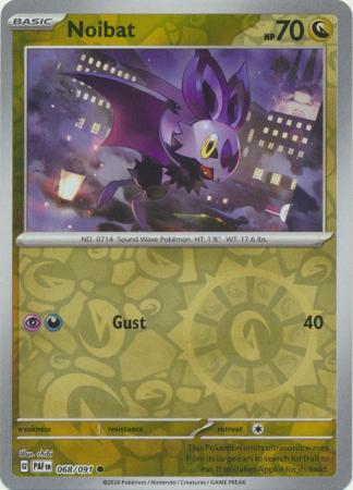 Noibat 068/091 Scarlet and Violet Paldean Fates Reverse Holo Common Pokemon Card NEAR MINT TCG