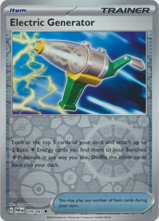 Electric Generator 079/091 Scarlet and Violet Paldean Fates Reverse Holo Uncommon Supporter Pokemon Card NEAR MINT TCG