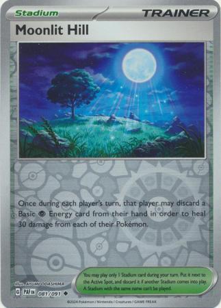 Moonlit Hill 081/091 Scarlet and Violet Paldean Fates Reverse Holo Uncommon Supporter Pokemon Card NEAR MINT TCG