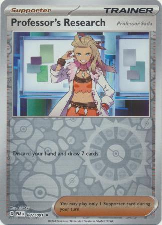 Professor's Research 087/091 Scarlet and Violet Paldean Fates Reverse Holo Rare Supporter Pokemon Card NEAR MINT TCG